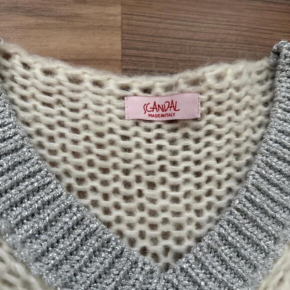 Vintage Women's Scandal Made in Italy Mohair Wool Blend Chunky Knit Sweater sz L - Picture 2 of 4